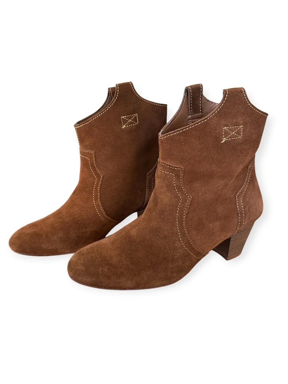 ZARA Trafaluc Brown Suede Western Cowboy Ankle Boots US Size 8 Made in Spain